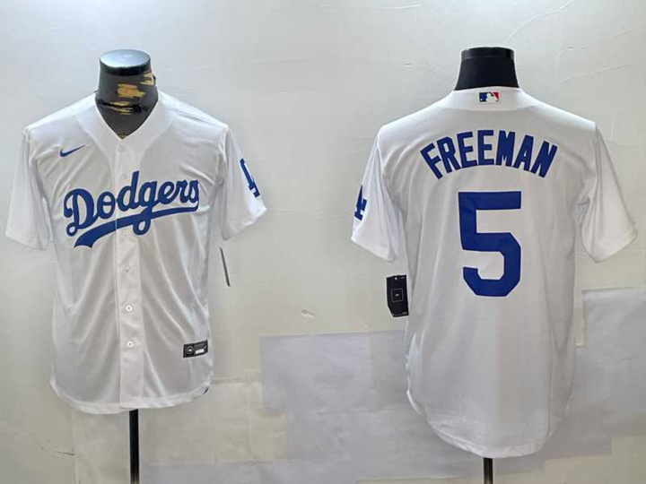 Men%27s Los Angeles Dodgers #5 Freddie Freeman White Cool Base Jersey->los angeles dodgers->MLB Jersey